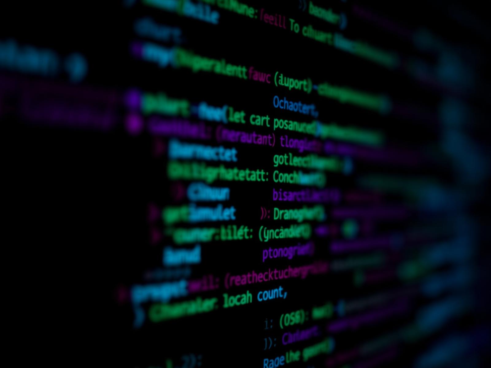 Código de programación en pantalla
